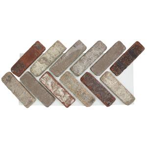 28 in. x 12.5 in. x 0.5 in. Brickwebb Herringbone Cobblestone Thin Brick Sheets (Box of 5-Sheets)