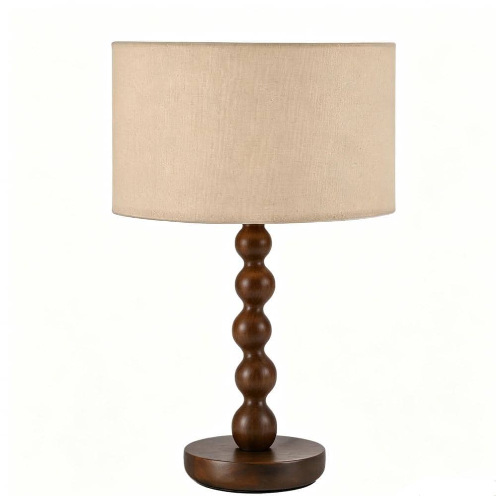 17.5 in. Walnut Wood Ball Table Lamp with Beige Linen Drum Shade, E26 Socket and Dimmable Rotary Switch price history on PriceWatchPro