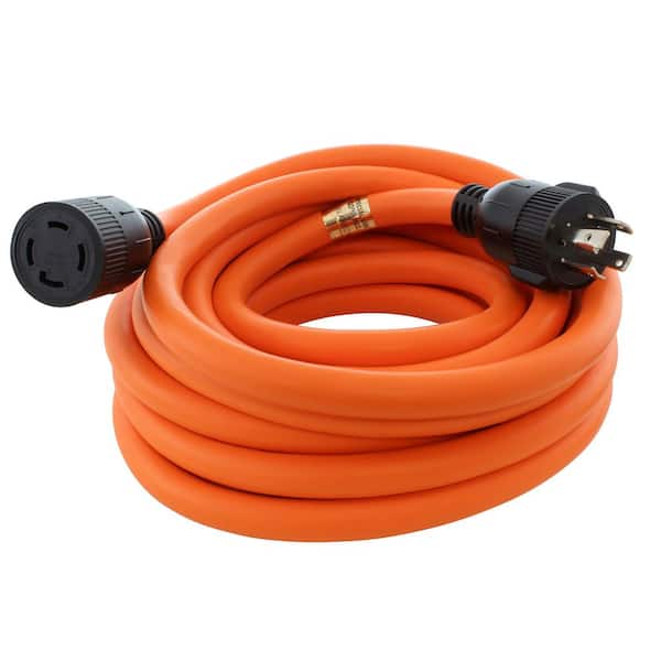 50 ft. 10/4 30A 125 / 250-Volt STW Indoor/Outdoor L14-30 Generator Extension Cord in Orange
