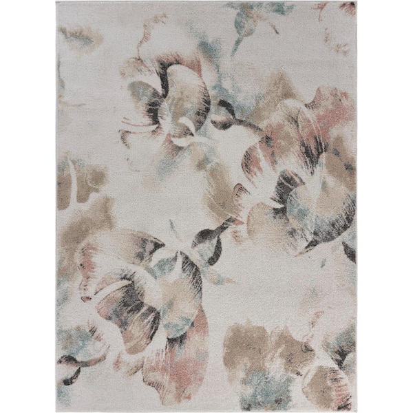 Mya Cottage Distress Multi-color 7 ft. 9 in. x 9 ft. 5 in. Floral Garden Area Rug