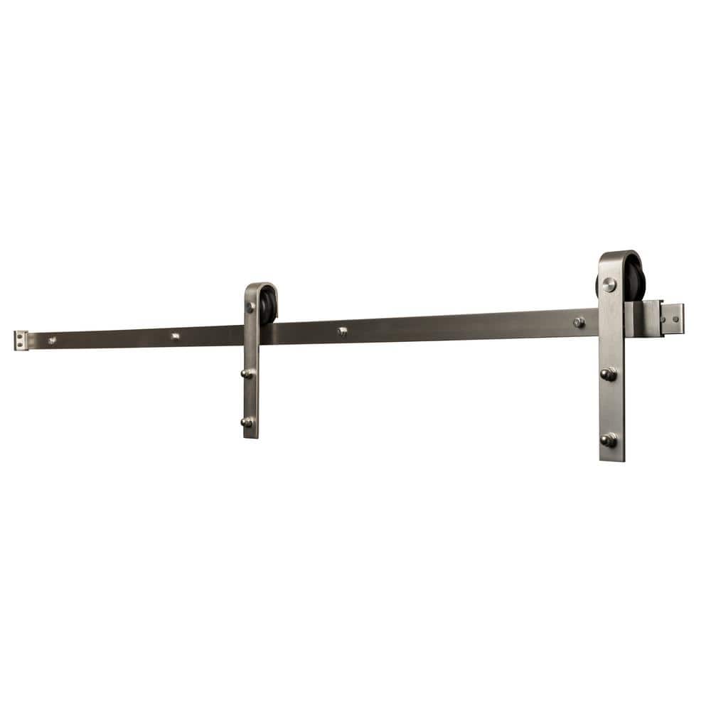 Satin Nickel 96" Sliding Barn Door Track Hardware Kit