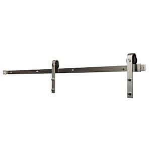 96 in. Sliding Barn Door Track and Fitting Set for Interior Use, Satin Nickel