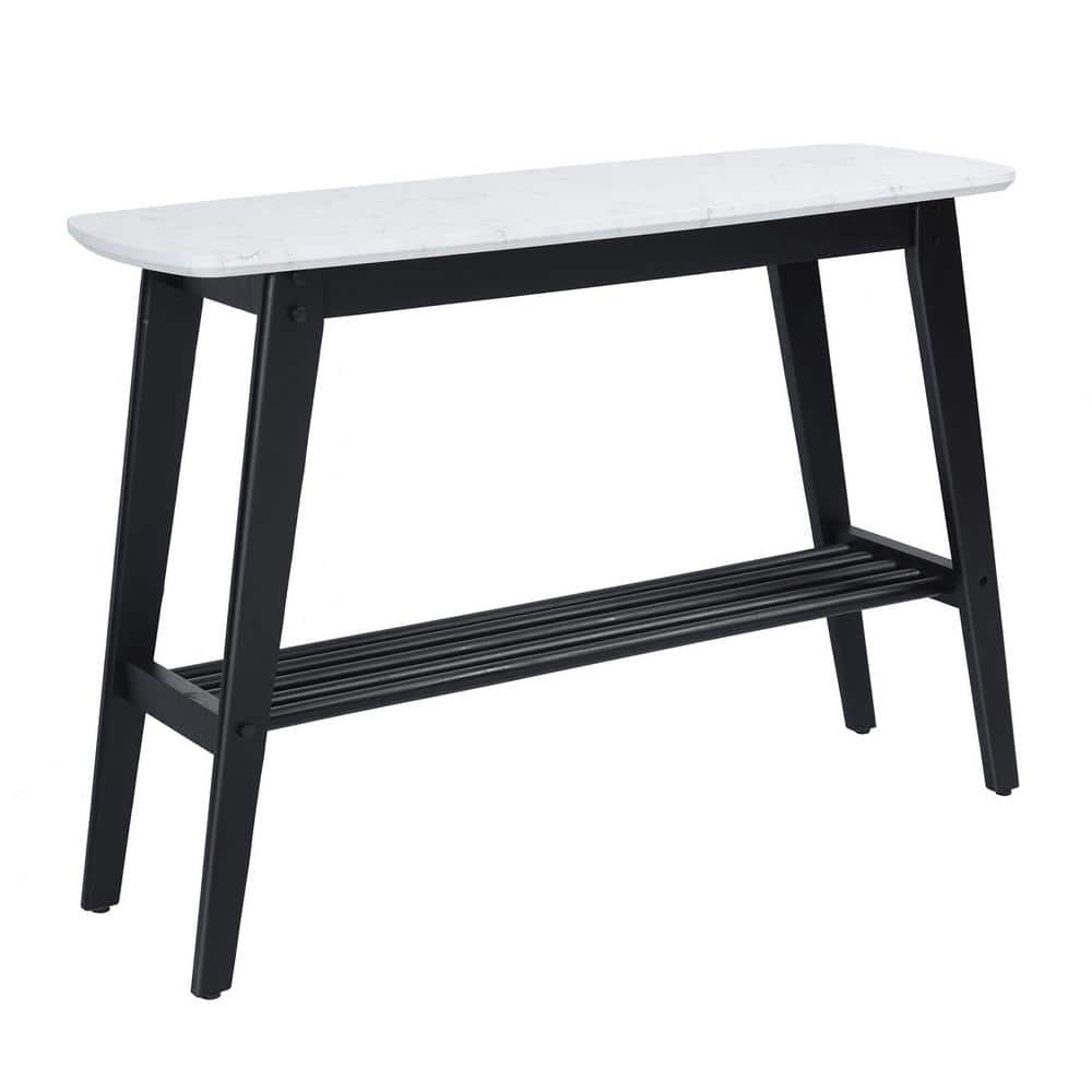 StyleCraft Birchwood 16 in. Faux White & Black Marble Top, Black, Matte