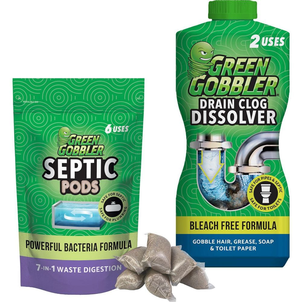 Green Gobbler 31 oz. Drain and Toilet Clog Dissolver with Septic Tank Treatment Pods Drain Cleaner