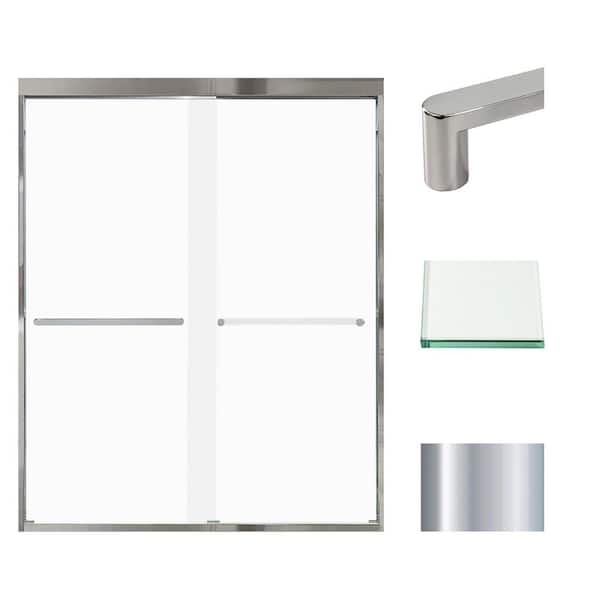 Transolid Frederick 59 in. W x 76 in. H Sliding Semi-Frameless Shower Door in Polished Chrome with Frosted Glass