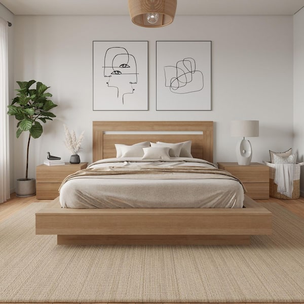QUEENS NEWBROWN ヘナカラー 3袋set Amazon.com: Nexera 3-Drawer Queen Storage Bed, Natural Maple