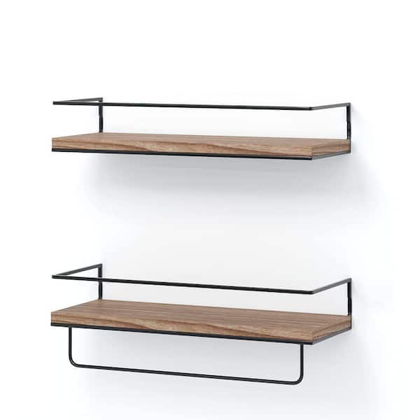 Unbranded 16 in. x 6 in. x 4 in. Light Brown Floating Shelf (Set of 2)