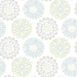 Sunkissed Light Green Floral Paper Strippable Roll (Covers 56.4 sq. ft.)