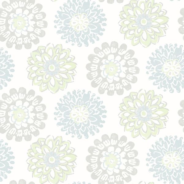 Chesapeake Sunkissed Light Green Floral Paper Strippable Roll (Covers 56.4 sq. ft.)