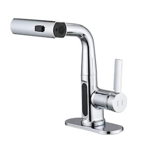 Single Handle Pull Out Sprayer Kitchen Faucet Deckplate Included in Chrome