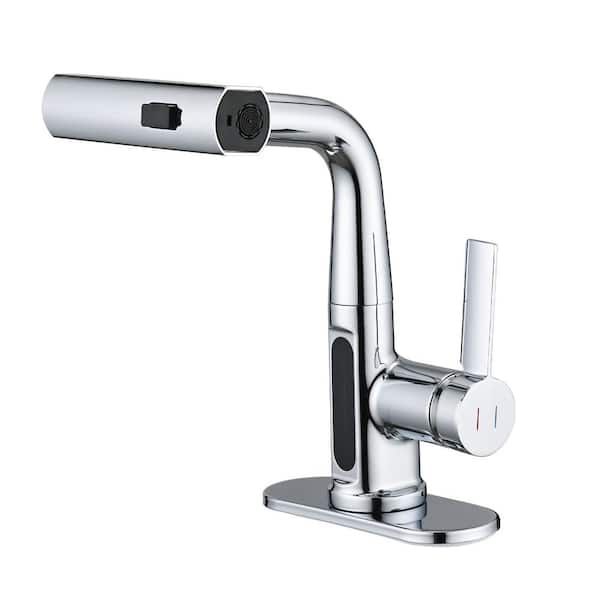 YASINU Single Handle Pull Out Sprayer Kitchen Faucet Deckplate Included in Chrome