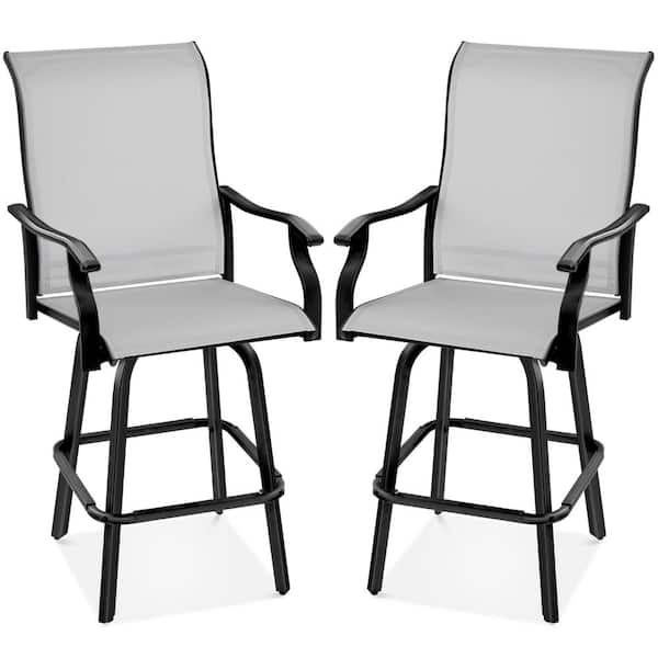 Best Choice Products Gray Metal Outdoor Swivel Patio Bar Stool Chairs