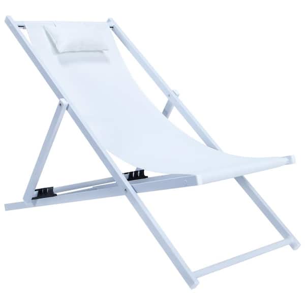 Leisuremod Sunset White Aluminum Outdoor Lounge Chair in White