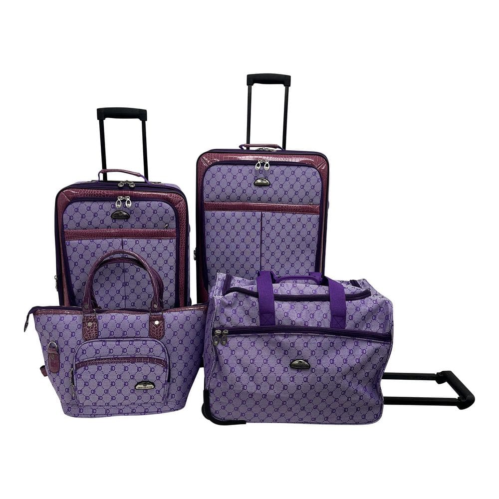 American Flyer Luggage Fleur De Lis 4 Piece Set, Black, One Size