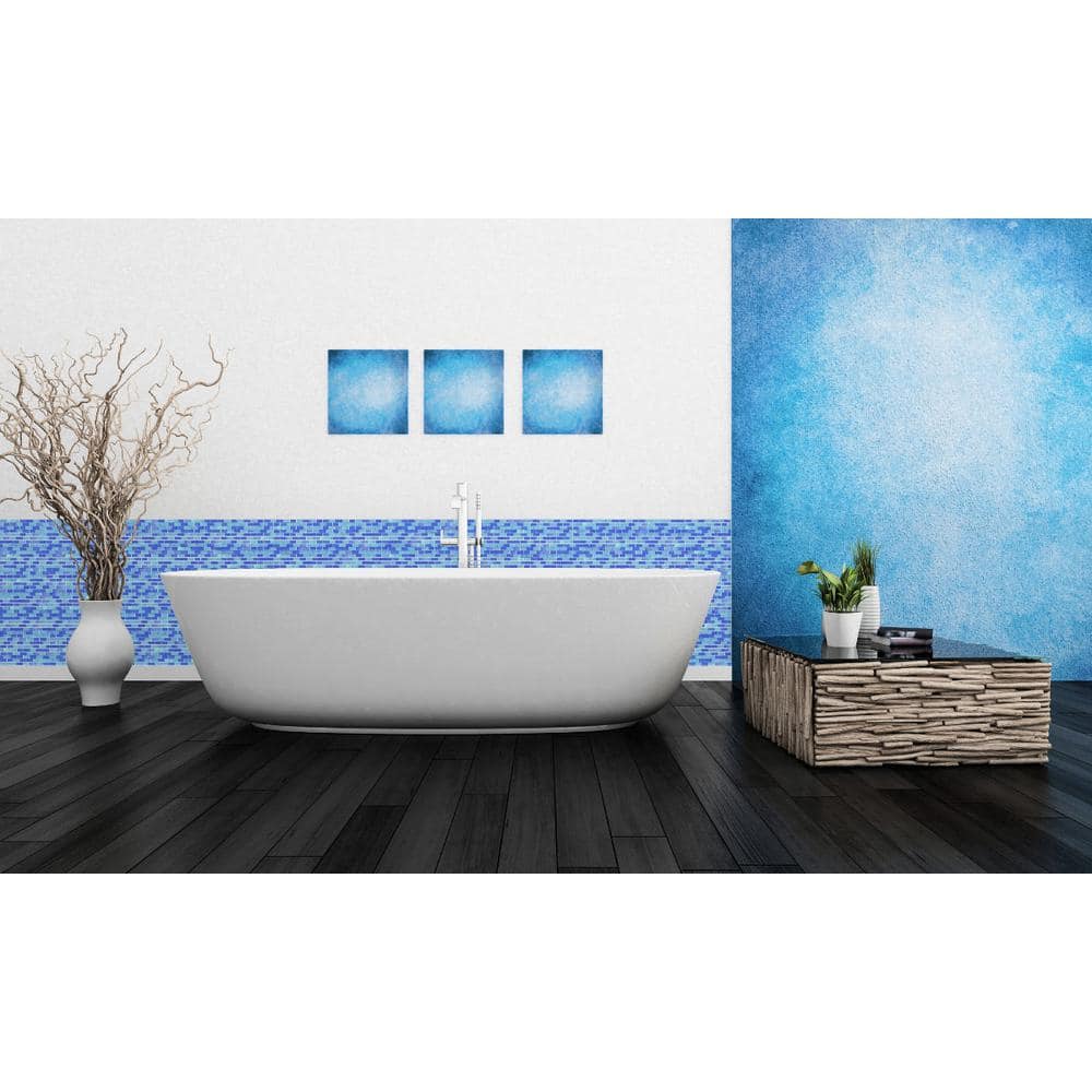 Landscape Gray Glossy Glass Mosaic Tile for Kitchens and Bathrooms