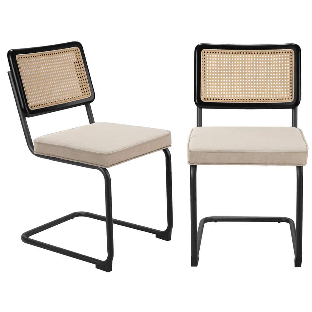2-Piece Black Metal Outdoor Lounge Chairs with Beige Cushions for Deck, Balcony, Patio, Outside, Lawn and Garden price history on PriceWatchPro