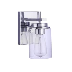 Reeves 1-Light Chrome Finish Wall Sconce with Clear Glass Shade