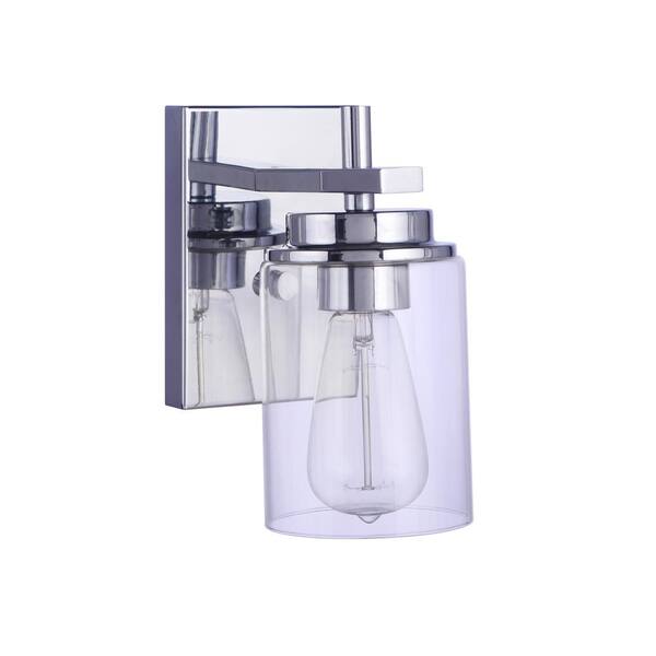 CRAFTMADE Reeves 1-Light Chrome Finish Wall Sconce with Clear Glass Shade