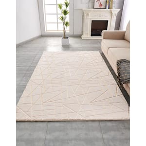 Lily Luxury Geometric Gilded Beige 2 ft. x 3 ft. Area Rug
