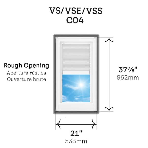 21 in. x 37-7/8 in. Solar Powered Venting Deck Mount Skylight with Laminated Low-E3 Glass, White Room Darkening Shade