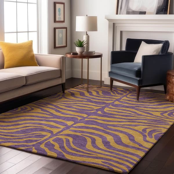 Mayfield Premium Machine Washable Abstract AMF1043 Purple 5 ft. x 7 ft. 6 in. Area Rug