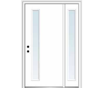 Viola 48 in. x 80 in. Right-Hand Inswing 1-Lite Clear Low-E Primed Fiberglass Prehung Front Door on 6-9/16 in. Frame