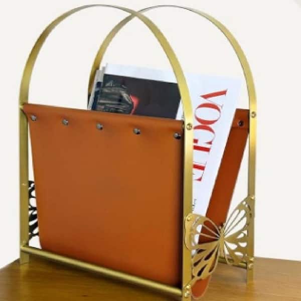 Colorful Magazine Rack Mid-Century Multicolor 5. 71in. x 16. 54in. Leather Freestanding ...