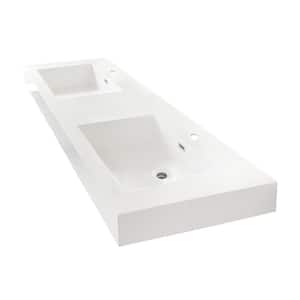Ablitas 71.7 in. Composite Stone Double Console Bathroom Sink in White