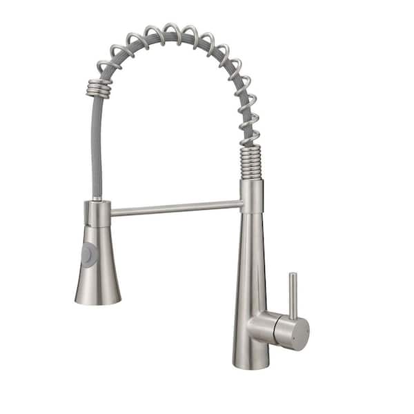 Unbranded 15.2 in. Single Handle 360° Spout Swivel Pull Down Sprayer Kitchen Faucet with Advanced Spray in Brushed Nickel