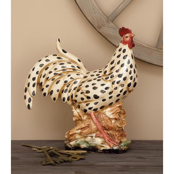 6 in. x 14 in. 14 in. Ceramic Indoor Outdoor Rooster Garden Sculpture