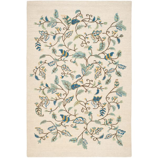 SAFAVIEH Martha Stewart Colonial Blue 5 ft. x 8 ft. Floral Area Rug