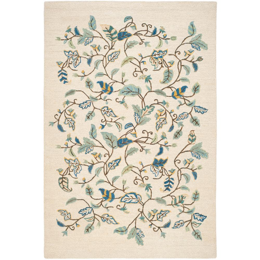 Colonial Blue 8' x 10' Handmade Wool and Viscose Tufted Rug