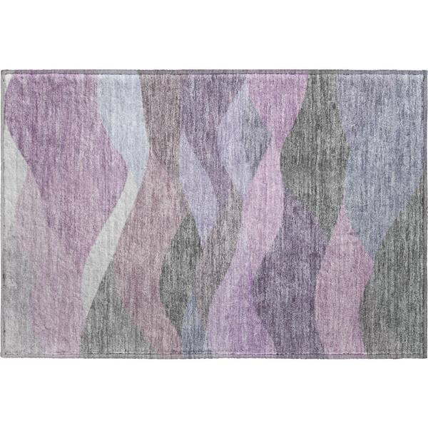 Mayfield Premium Machine Washable Abstract AMF2378 Plum 3 ft. x 4 ft. Area Rug