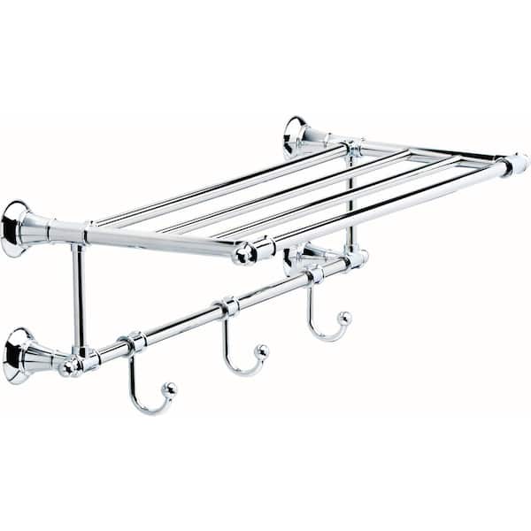 Delta 24 in. Towel Shelf with 3 Towel Hooks in Polished Chrome