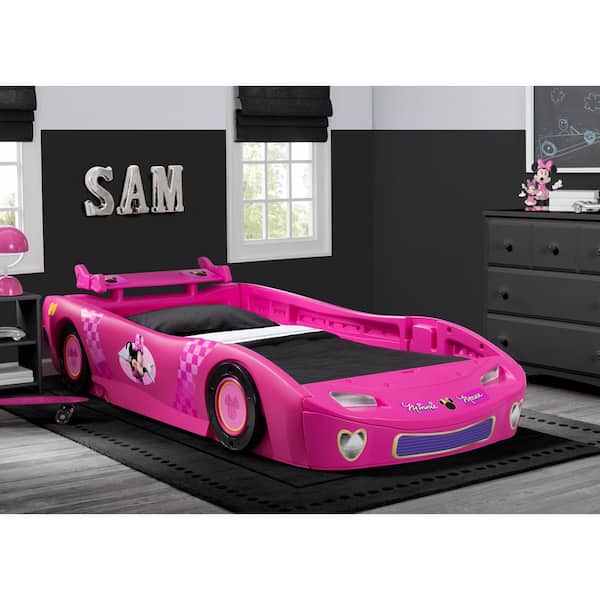 Furniture of America Meera Pink Twin Race Car Bed IDF-7642 - The Home Depot