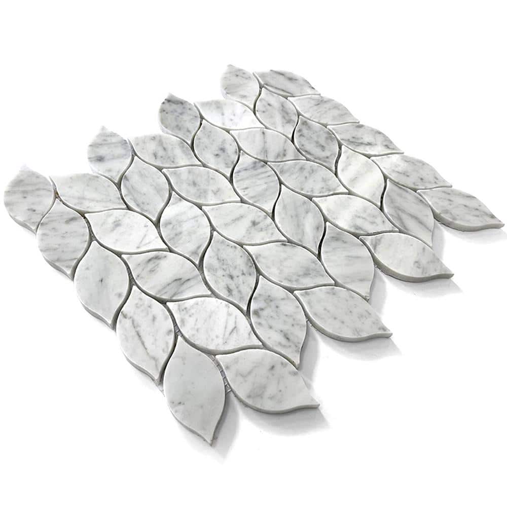 Polished Carrara White Leaf Mosaic Tile for Walls and Floors