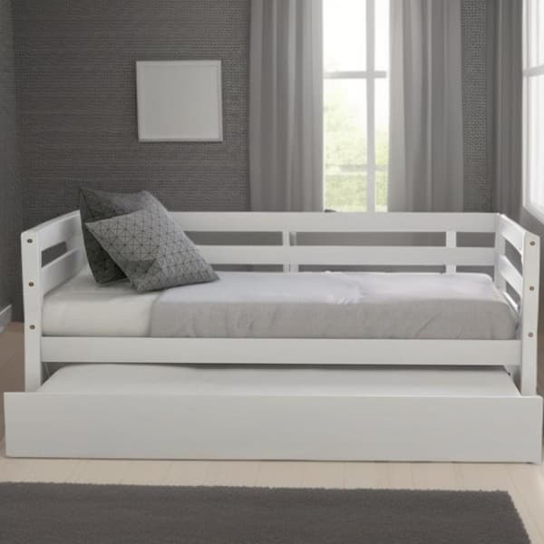 HomeRoots White Composite Frame Twin Panel Bed