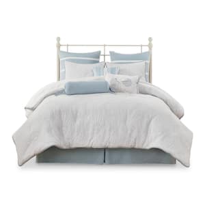 Crystal Beach 4-Piece White Cotton Queen Comforter Set