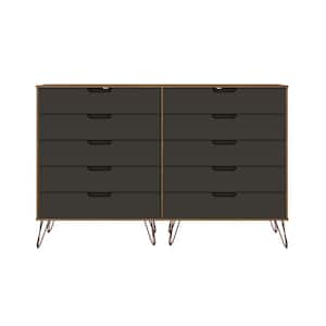 Rockefeller 10-Drawer Nature and Textured Grey Double Tall Dresser (44.57 in. H x 69.72 in. W x 19.02 in. D)