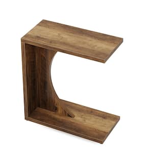 Kerlin 23.62 in. Rustic Brown C-Shaped Engineered Wood End Table, Couch Table Small Sofa Side Table for Small Space