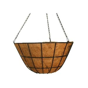 20 in. Dia Black Metal Hanging Basket with Coco Liner