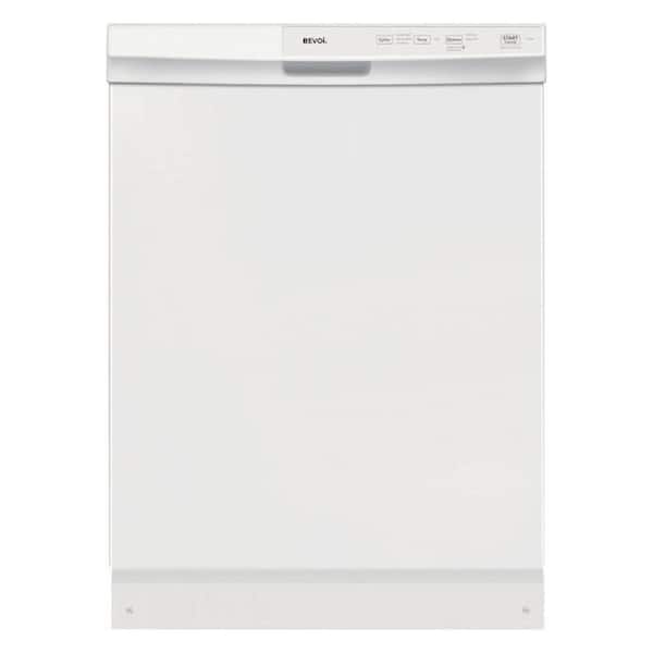 Bevoi 24 in. White Front Control Dishwasher with Stainless Steel Tub