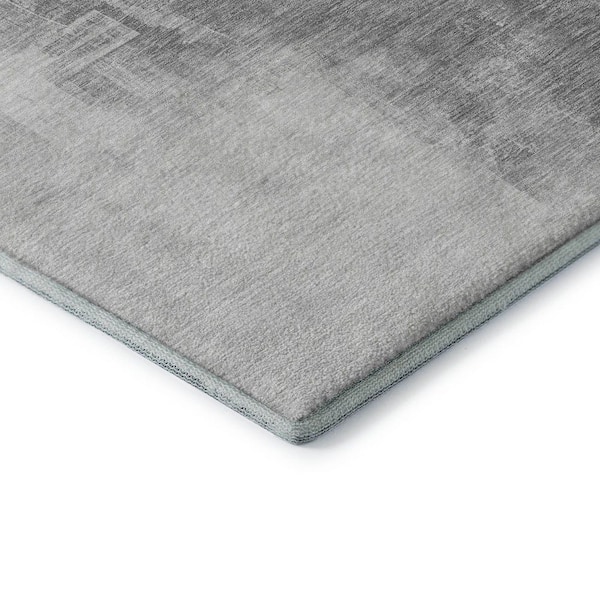 Mayfield Premium Machine Washable Abstract AMF1332 Silver 2 ft. 3 in. x 7 ft. 6 in. Runner Rug