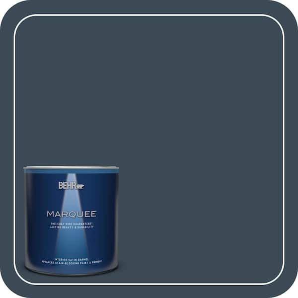 BEHR MARQUEE 1 qt. #BXC-26 New Navy Blue Satin Enamel Interior Paint & Primer