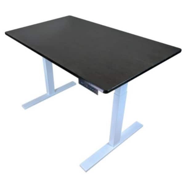 HomeRoots Amelia 30 in. Rectangular Black MDF Standing Desk with Power Outlet and Adjustable Height