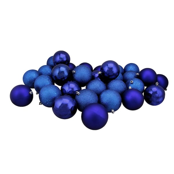 Northlight 3.25 in. (80 mm) Royal Blue Shatterproof 4-Finish Christmas Ball Ornaments (32-Count)