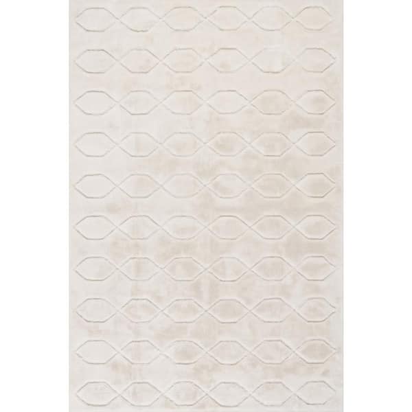 Padma Lakshmi X Rugs Rhythm Diamond Plush Cloud Washable Off White 3 ft. x 5 ft. Indoor Area Rug