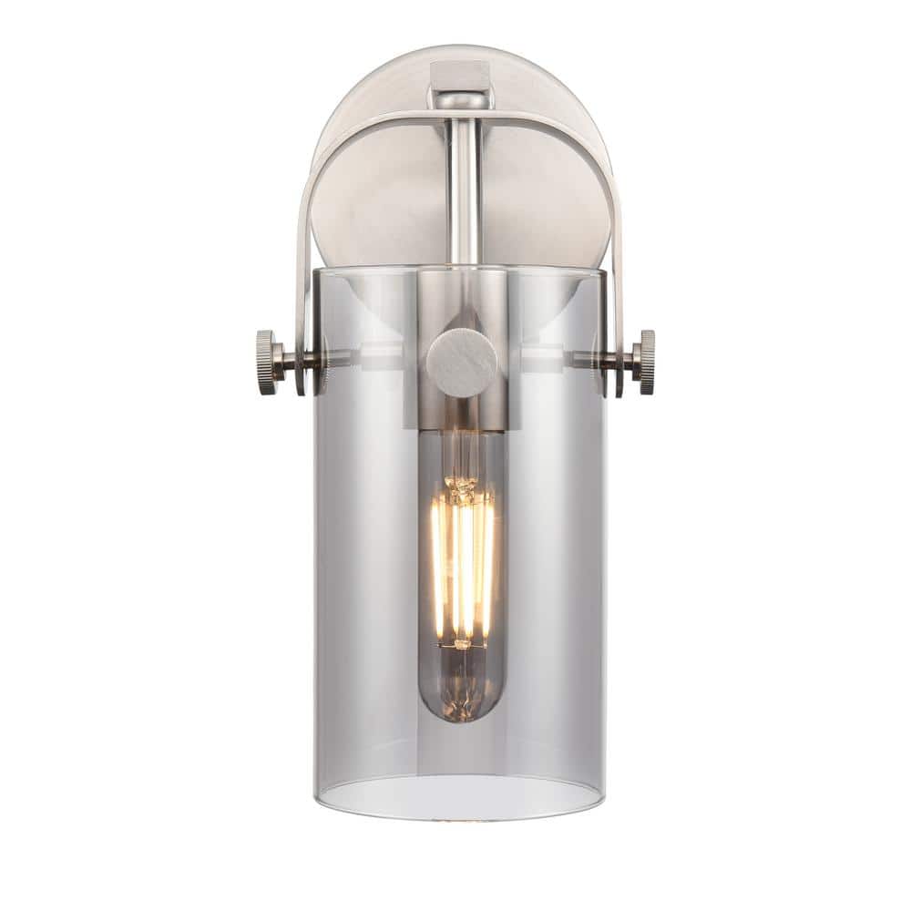 Pilaster II Cylinder 1-Light Satin Nickel Wall Sconce with Glass Shade price history on PriceWatchPro
