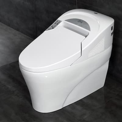 Smart 1-Piece 1.28 GPF Single Flush Elongated Toilet and Bidet with Seat in White