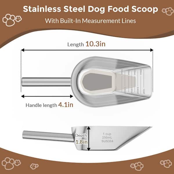 1 Cup. Stainless Steel Measuring Cup with Food-Grade 304 and Precision Scale for Measuring Pet Cat and Dog Food